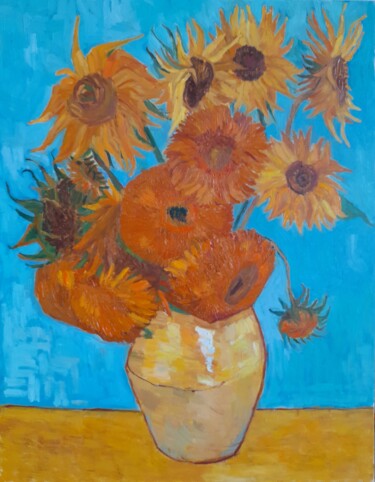 Pittura intitolato "Sunflowers after Va…" da Liudmyla Lelechenko, Opera d'arte originale, Olio