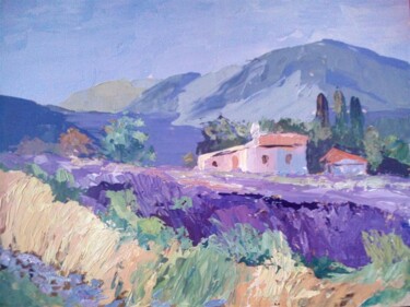 Schilderij getiteld "Provence landscape" door Liudmyla Lelechenko, Origineel Kunstwerk, Acryl