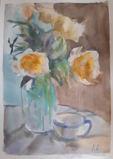 Painting titled "Morning ideas" by Liudmyla Lelechenko, Original Artwork, Watercolor