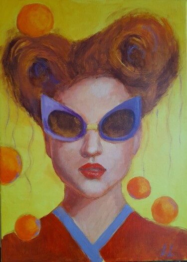 Painting titled "Orange lights" by Liudmyla Lelechenko, Original Artwork, Oil