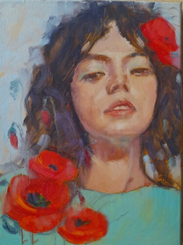Malerei mit dem Titel "Time to bloom" von Liudmyla Lelechenko, Original-Kunstwerk, Öl
