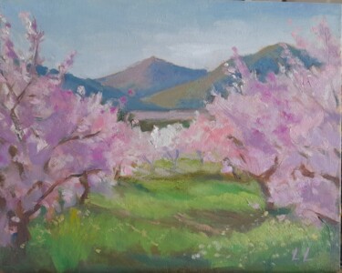 Painting titled "Peach trees" by Liudmyla Lelechenko, Original Artwork, Oil