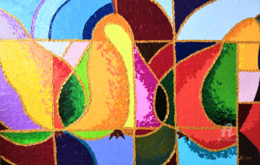 Картина под названием "Les poires. Pears C…" - Liudmyla Riabkova, Подлинное произведение искусства, Масло Установлен на Дере…