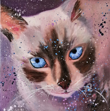 Pintura intitulada "Siamese cat Chat si…" por Liudmyla Riabkova, Obras de arte originais, Óleo