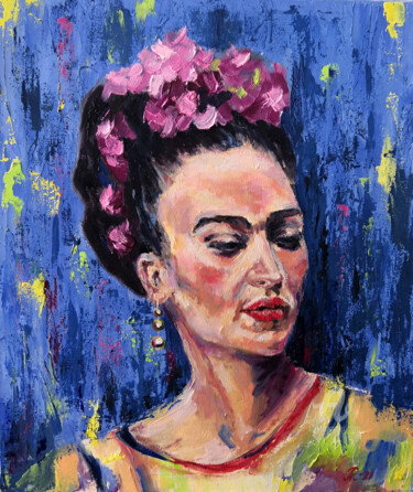 Картина под названием "Frida Khalo, Portra…" - Liudmyla Riabkova, Подлинное произведение искусства, Масло
