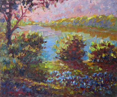 Peinture intitulée "View to the River" par Liudvikas Daugirdas, Œuvre d'art originale, Huile