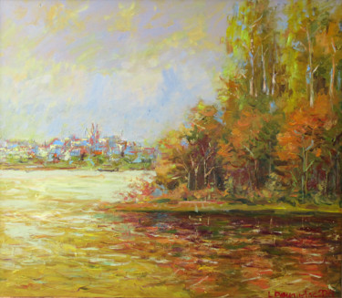 Painting titled "On the outskirts of…" by Liudvikas Daugirdas, Original Artwork, Oil