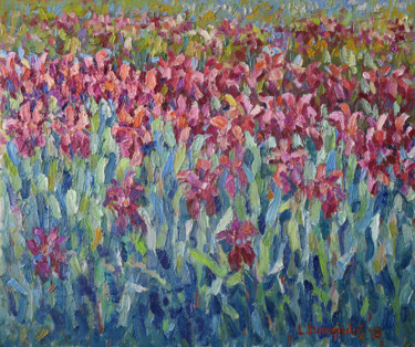 Pintura titulada "Irises" por Liudvikas Daugirdas, Obra de arte original, Oleo