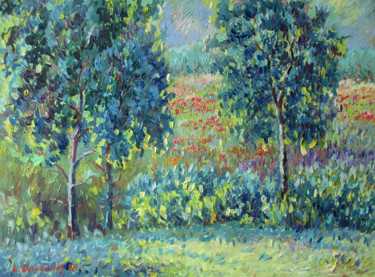 Pittura intitolato "Summer Landscape" da Liudvikas Daugirdas, Opera d'arte originale, Olio