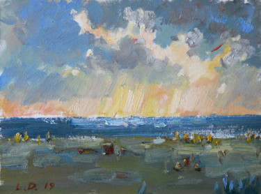 Peinture intitulée "Baltic Sea before t…" par Liudvikas Daugirdas, Œuvre d'art originale, Huile