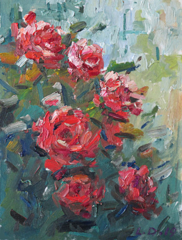 Painting titled "Roses" by Liudvikas Daugirdas, Original Artwork, Oil