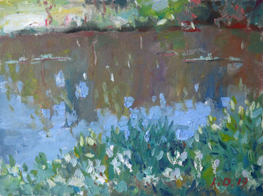 Malerei mit dem Titel "Pond" von Liudvikas Daugirdas, Original-Kunstwerk, Öl