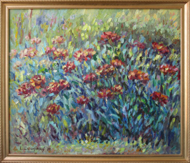 Painting titled "Flowers in the wind" by Liudvikas Daugirdas, Original Artwork, Oil