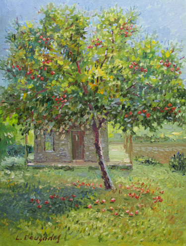 Peinture intitulée "The apple tree with…" par Liudvikas Daugirdas, Œuvre d'art originale, Huile