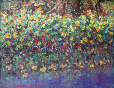 Peinture intitulée "Marsh Marigolds" par Liudvikas Daugirdas, Œuvre d'art originale, Huile