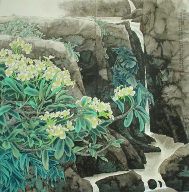 Painting titled "Plumeria obtusa情系版纳" by Yi Tao Yitao Liu Liu Hua Lang Gallery, Original Artwork, Oil