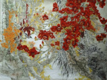 Painting titled "灿若云霞木棉花  Kapok  132…" by Yi Tao Yitao Liu Liu Hua Lang Gallery, Original Artwork