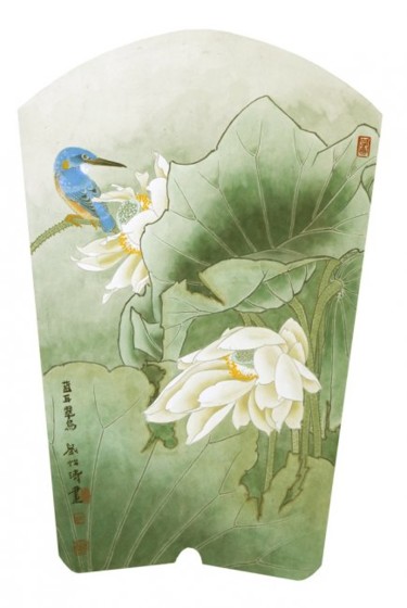 Painting titled "蓝耳翠鸟  66x43cm  《中国当…" by Yi Tao Yitao Liu Liu Hua Lang Gallery, Original Artwork