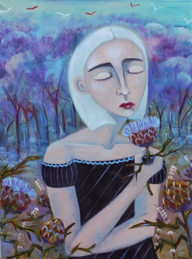 Картина под названием "Предвкушение любви" - Mariya Vorobyeva, Подлинное произведение искусства, Масло