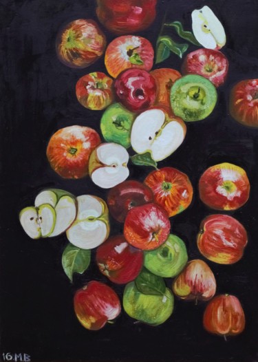 Pintura titulada "яблоки" por Mariya Vorobyeva, Obra de arte original, Oleo