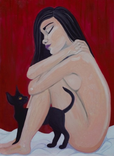 Картина под названием "обнаженная грусть" - Mariya Vorobyeva, Подлинное произведение искусства, Масло