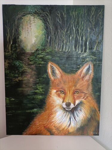 Malarstwo zatytułowany „The fox that comes…” autorstwa Livia Canzi, Oryginalna praca, Olej Zamontowany na Karton