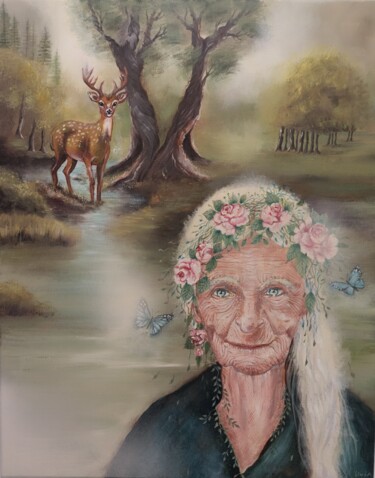 Картина под названием "ANZIANA FATA" - Livia Canzi, Подлинное произведение искусства, Масло Установлен на Деревянная рама дл…