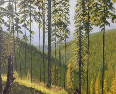 Peinture intitulée "Mountains emerging…" par Livia Doina Stanciu, Œuvre d'art originale, Huile Monté sur Châssis en bois