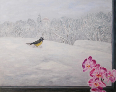 Peinture intitulée "Winter through the…" par Livia Doina Stanciu, Œuvre d'art originale, Huile Monté sur Carton