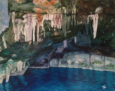 Peinture intitulée "Deep Shades of Blue" par Livia Doina Stanciu, Œuvre d'art originale, Huile Monté sur Châssis en bois