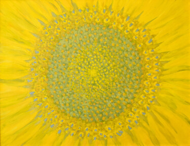 Painting titled "Sunflower (Fractal)" by Livia Doina Stanciu, Original Artwork, Oil Mounted on Cardboard