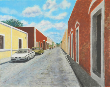 Painting titled "(Siesta in) Barrio…" by Livia Doina Stanciu, Original Artwork, Acrylic Mounted on Cardboard