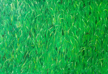 Painting titled "Chlorophyll" by Livia Doina Stanciu, Original Artwork, Oil Mounted on Cardboard