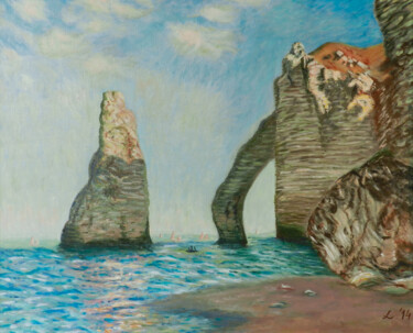 Painting titled "Study of The rocks…" by Livia Doina Stanciu, Original Artwork, Oil Mounted on Wood Stretcher frame