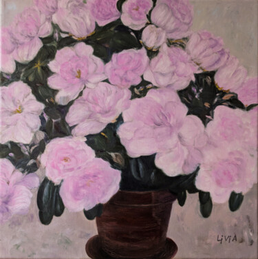Pintura intitulada "Flowering Azalea" por Livia Doina Stanciu, Obras de arte originais, Óleo Montado em Armação em madeira