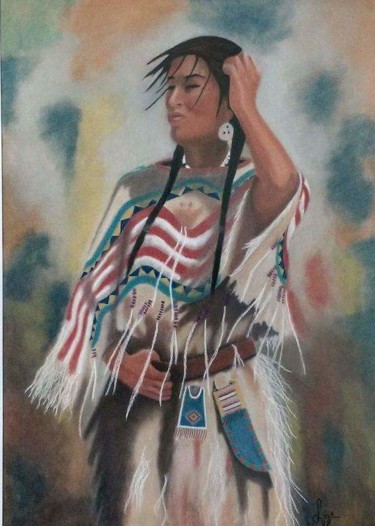 Pintura intitulada "India america" por Lívia Mendes, Obras de arte originais, Pastel