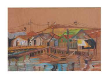 Desenho intitulada "Favela" por Livia Mund, Obras de arte originais, Giz