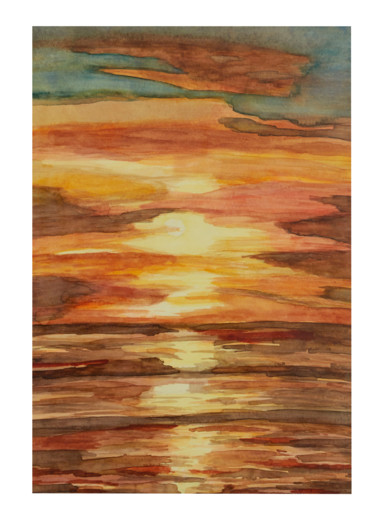 Pintura intitulada "Sunset" por Livia Mund, Obras de arte originais, Aquarela