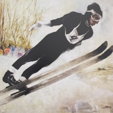 Pintura intitulada "Salto com Esqui" por Livia Mund, Obras de arte originais, Óleo