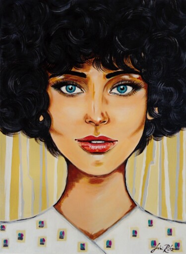 Painting titled "Blue Eyes" by Livien Rózen, Original Artwork, Acrylic