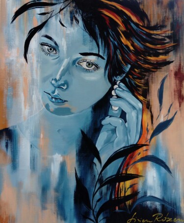 Painting titled "Girl with Earrings" by Livien Rózen, Original Artwork, Acrylic