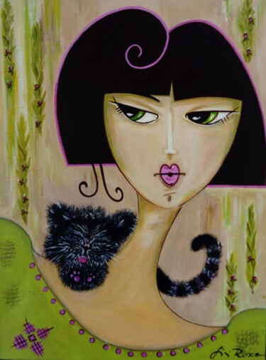 Malarstwo zatytułowany „Kitty” autorstwa Livien Rózen, Oryginalna praca, Akryl
