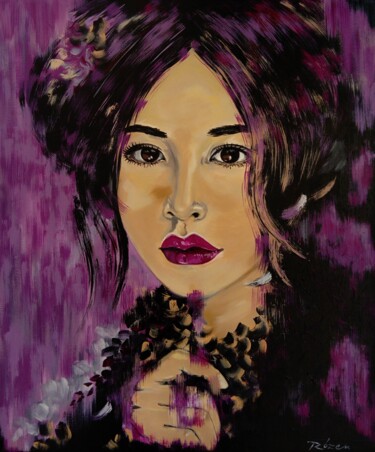Malerei mit dem Titel "Purple" von Livien Rózen, Original-Kunstwerk, Acryl