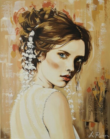 Painting titled "The girl's face 20/1" by Livien Rózen, Original Artwork, Acrylic