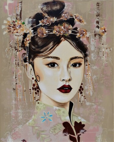 Картина под названием "The girl's face 20/5" - Livien Rózen, Подлинное произведение искусства, Акрил
