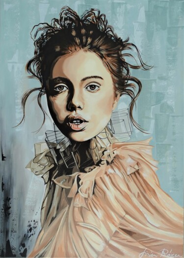 Painting titled "The girl's face 20/…" by Livien Rózen, Original Artwork, Acrylic