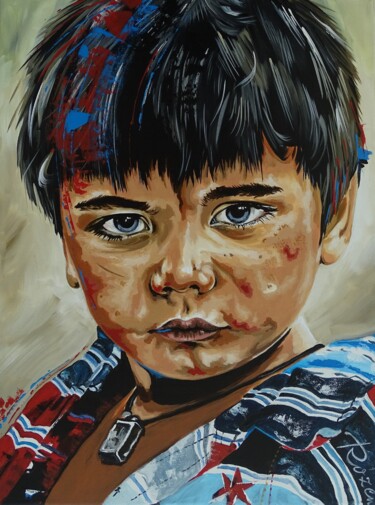 Peinture intitulée "Gutter Boy from Ind…" par Livien Rózen, Œuvre d'art originale, Acrylique