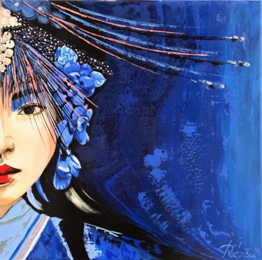 Schilderij getiteld "Blue moment" door Livien Rózen, Origineel Kunstwerk, Acryl