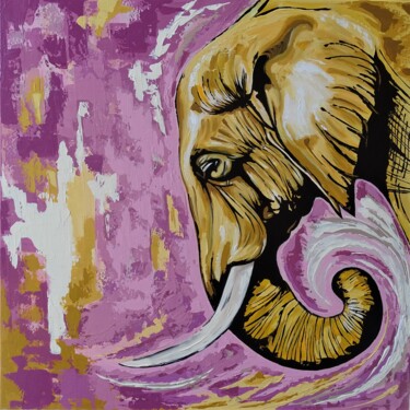 Peinture intitulée "Abstract elephant" par Livien Rózen, Œuvre d'art originale, Acrylique