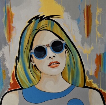 Painting titled "Retro - portrait 2" by Livien Rózen, Original Artwork, Acrylic